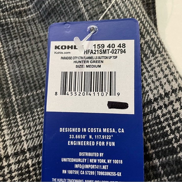 Hurley Men's Paradise City Flannel Shirt Hunter Green Size Medium - Picture 2 of 14